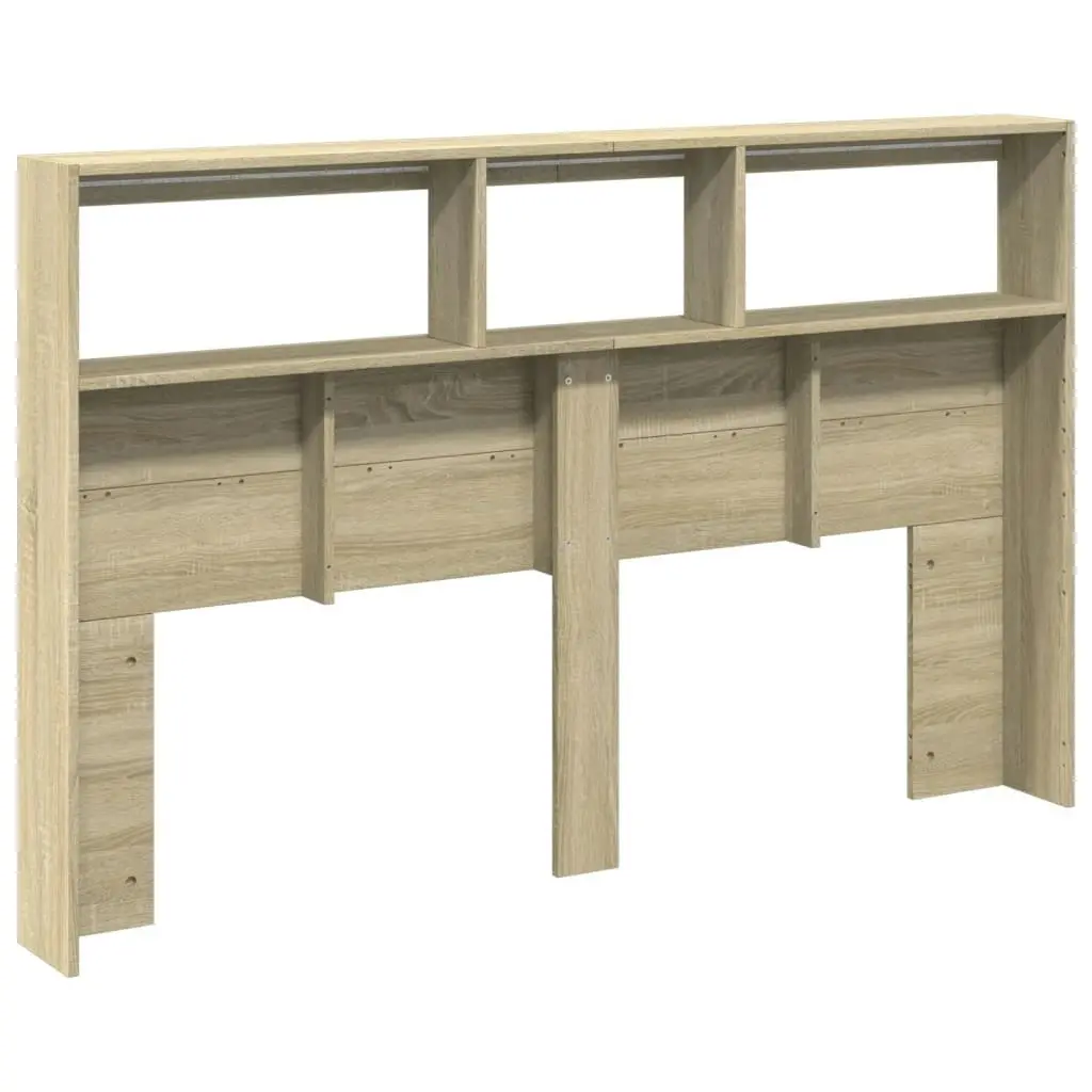 Headboard Cabinet with LED Sonoma Oak 160x17x102 cm 839205