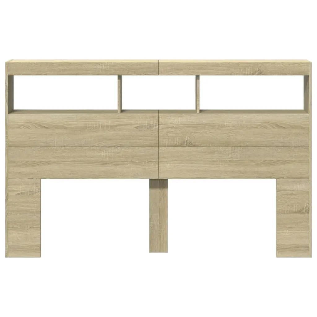 Headboard Cabinet with LED Sonoma Oak 160x17x102 cm 839205