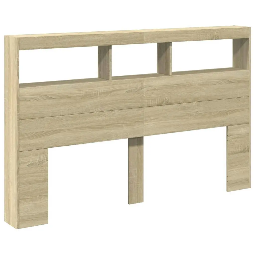 Headboard Cabinet with LED Sonoma Oak 160x17x102 cm 839205