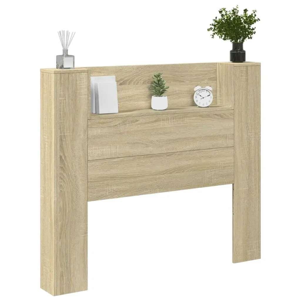 Headboard Cabinet with LED Sonoma Oak 120x16.5x103.5 cm 839240