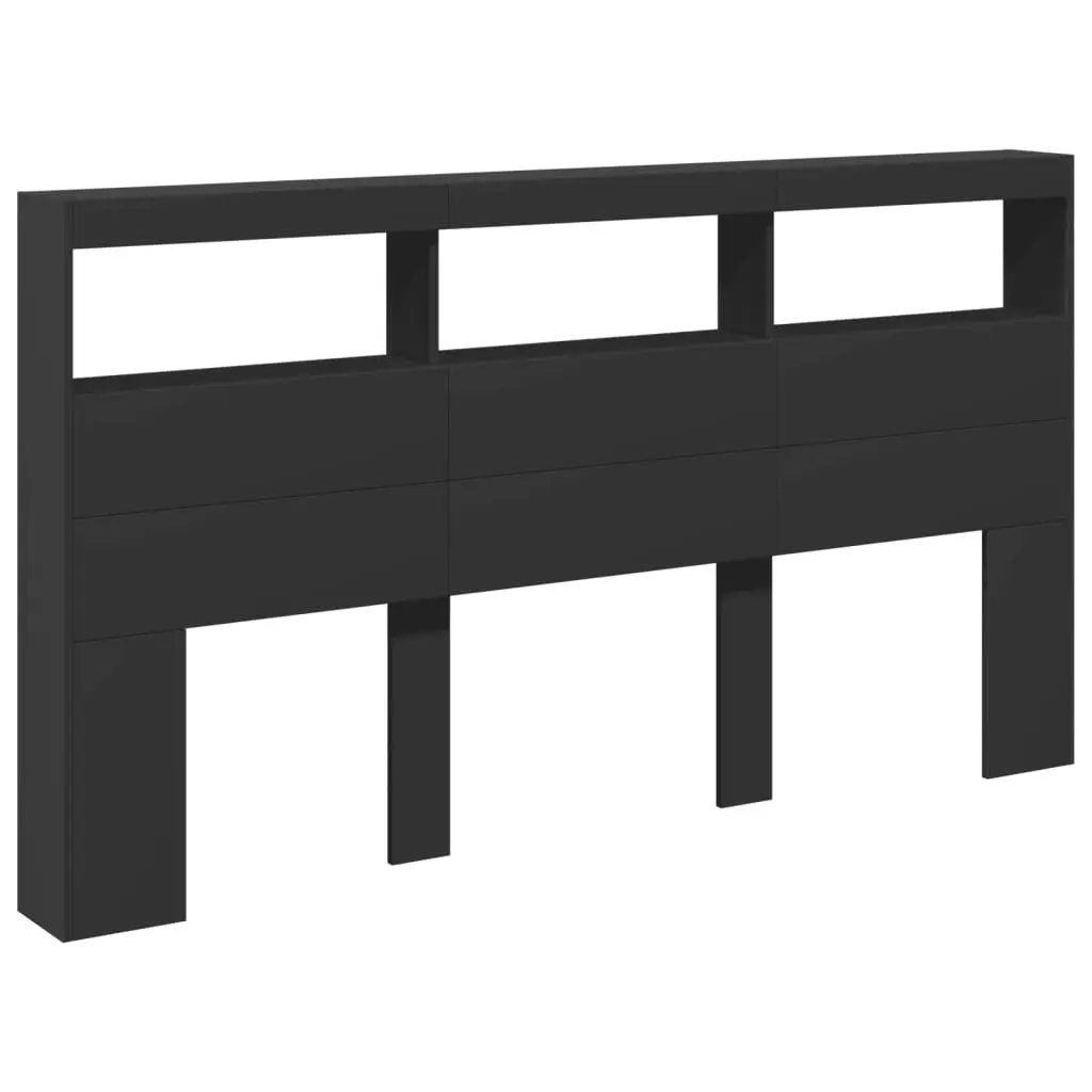 Headboard Cabinet with LED Black 180x17x102 cm 839211