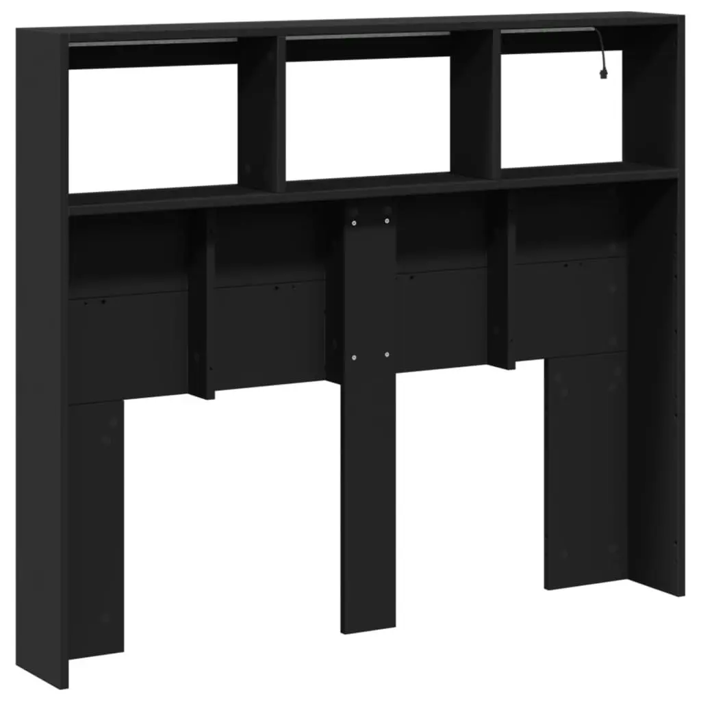 Headboard Cabinet with LED Black 120x17x102 cm 839190