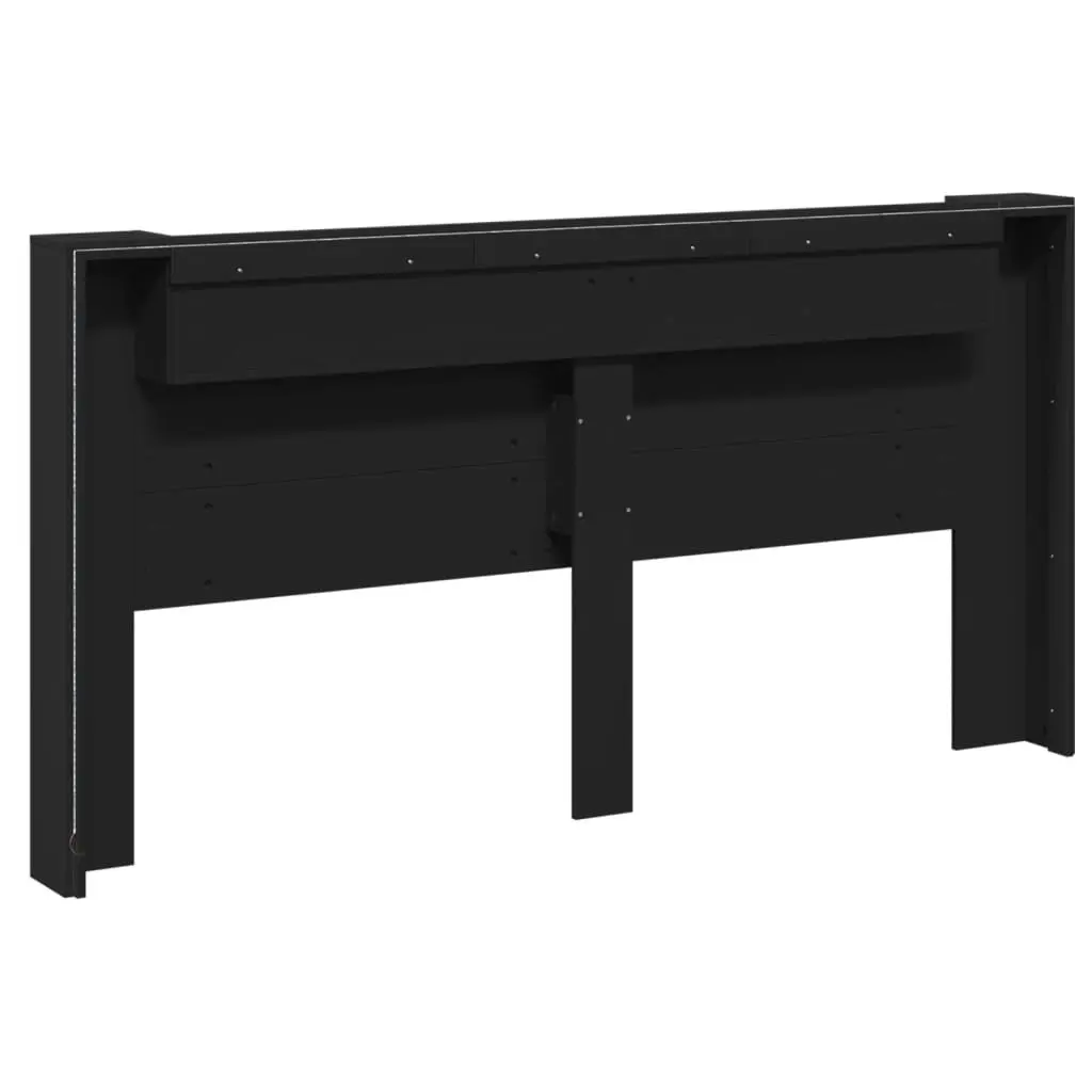 Headboard Cabinet with LED Black 200x16.5x103.5 cm 839267