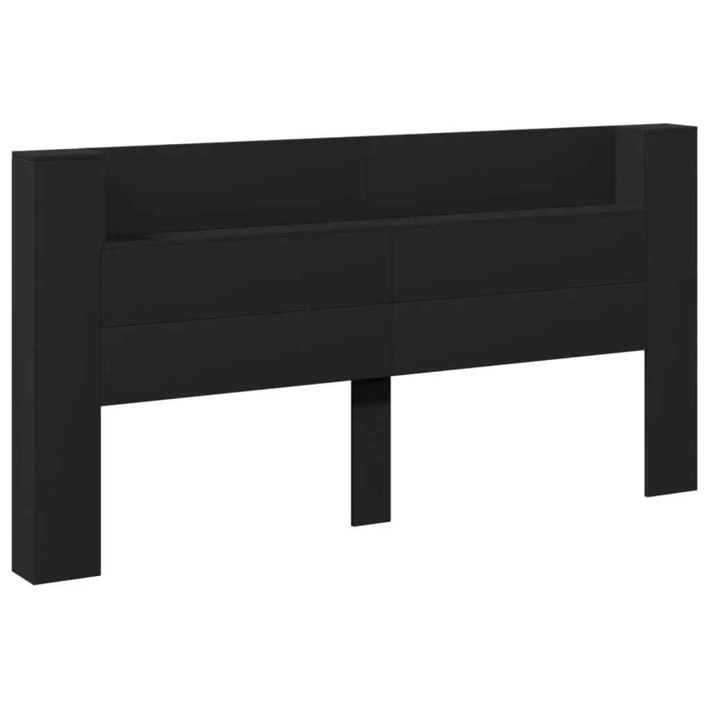 Headboard Cabinet with LED Black 200x16.5x103.5 cm 839267