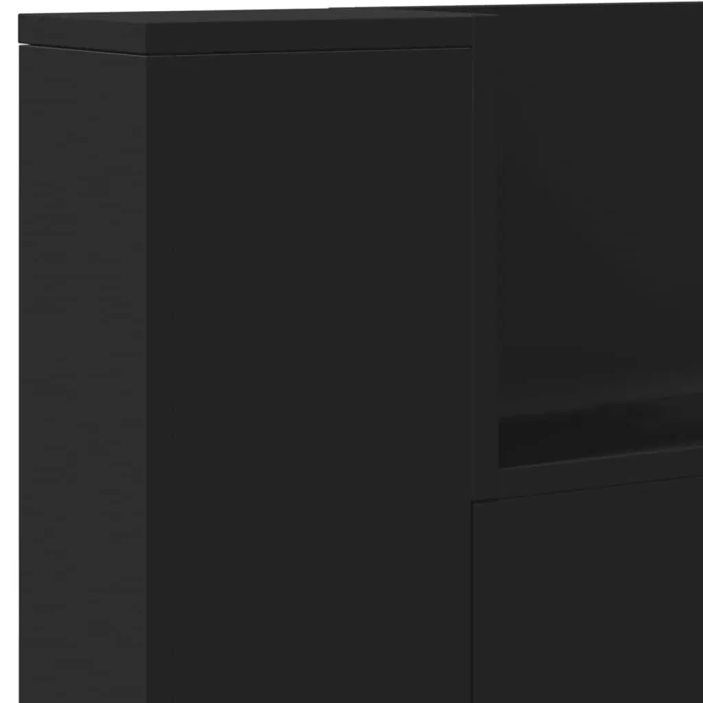 Headboard Cabinet with LED Black 200x16.5x103.5 cm 839267