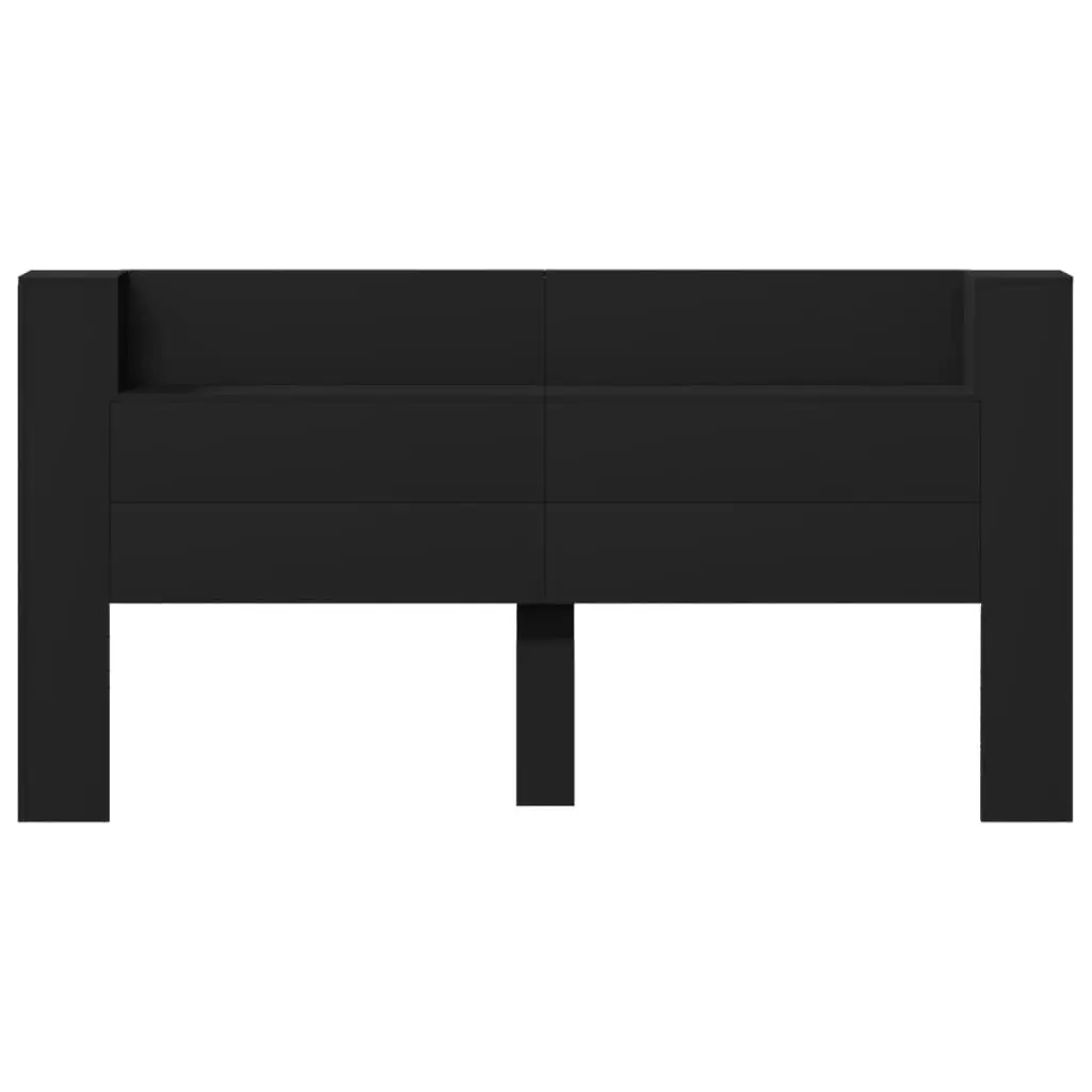 Headboard Cabinet with LED Black 200x16.5x103.5 cm 839267