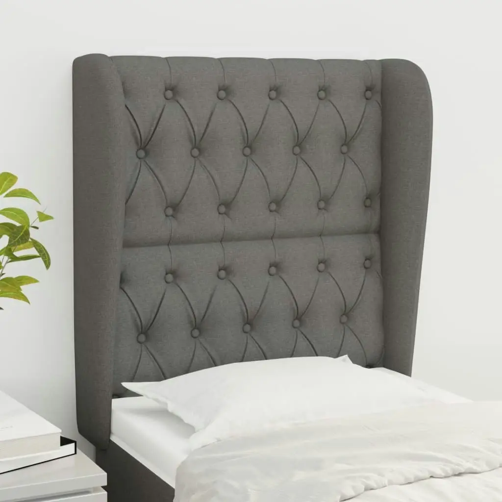 Headboard with Ears Dark Grey 83x23x118/128 cm Fabric 3118267