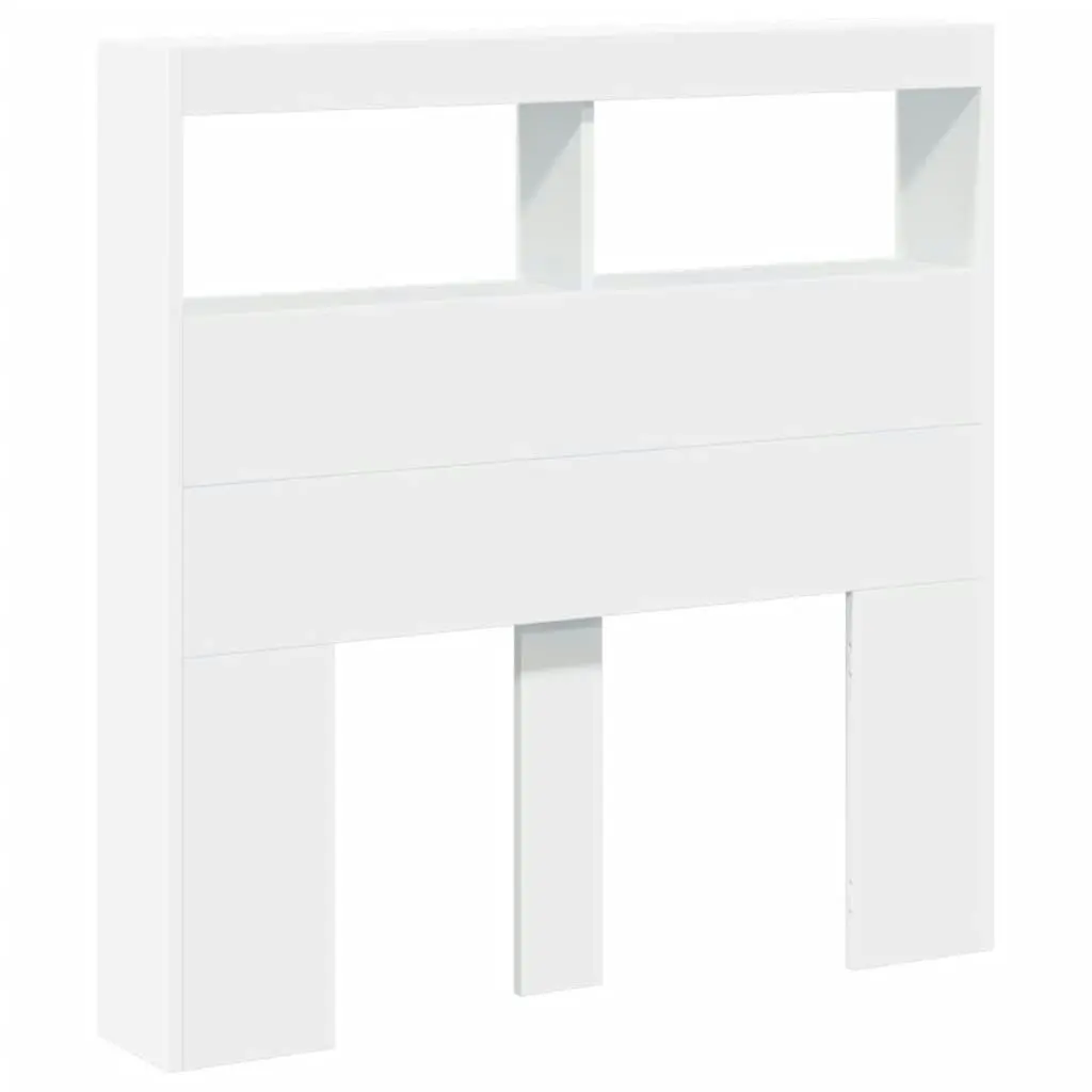 Headboard Cabinet with LED White 100x17x102 cm 839182