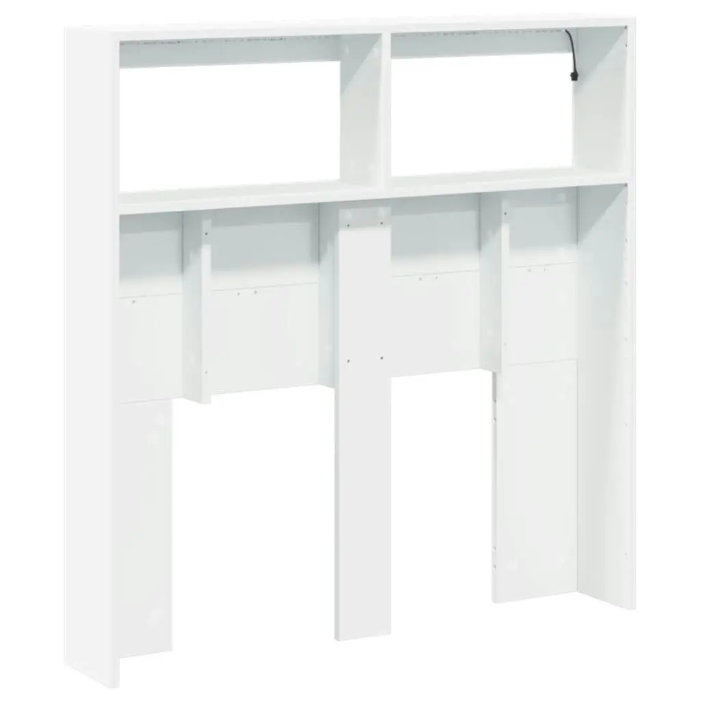 Headboard Cabinet with LED White 100x17x102 cm 839182