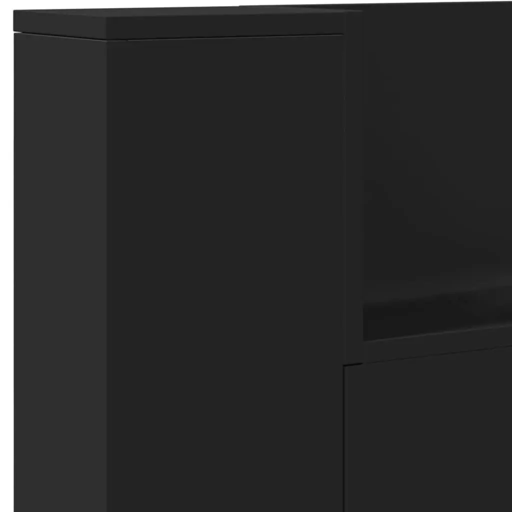 Headboard Cabinet with LED Black 220x16.5x103.5 cm 839274