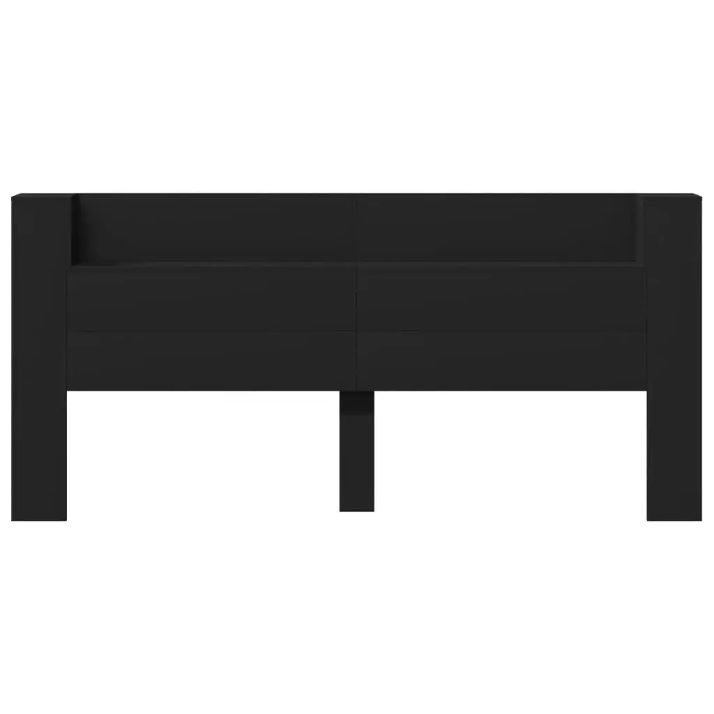 Headboard Cabinet with LED Black 220x16.5x103.5 cm 839274