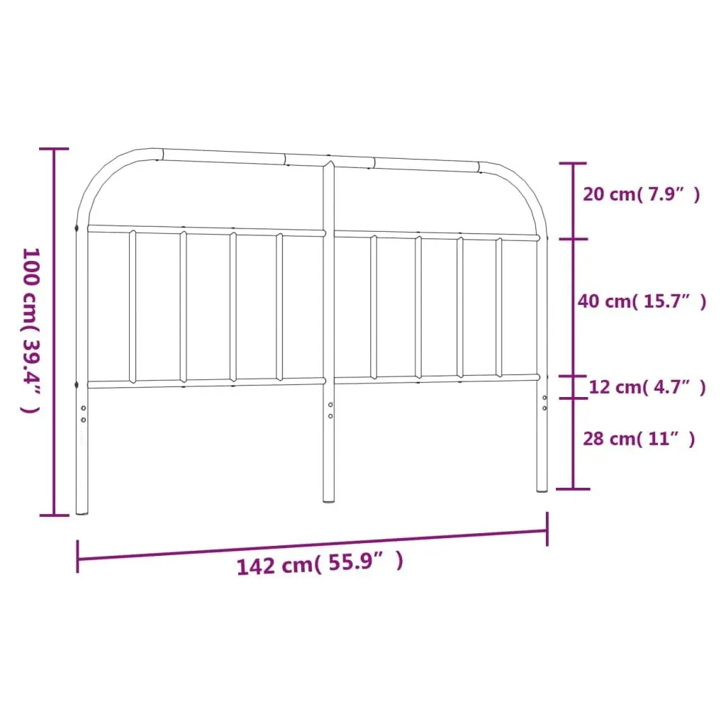 Metal Headboard Black 137 cm Double 353667