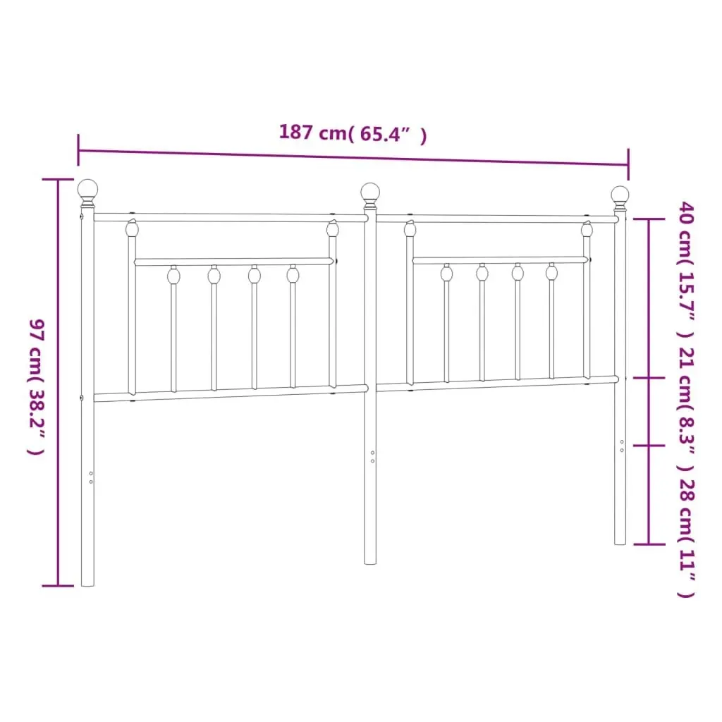 Metal Headboard Black 183 cm 353573