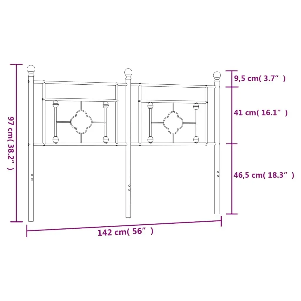 Metal Headboard Black 137 cm Double 374371