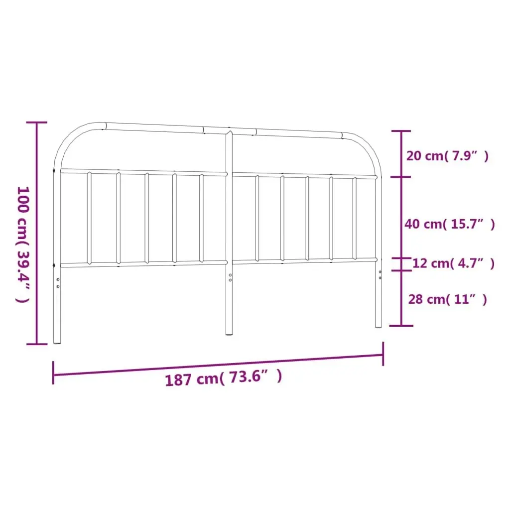 Metal Headboard White 183 cm King 353720