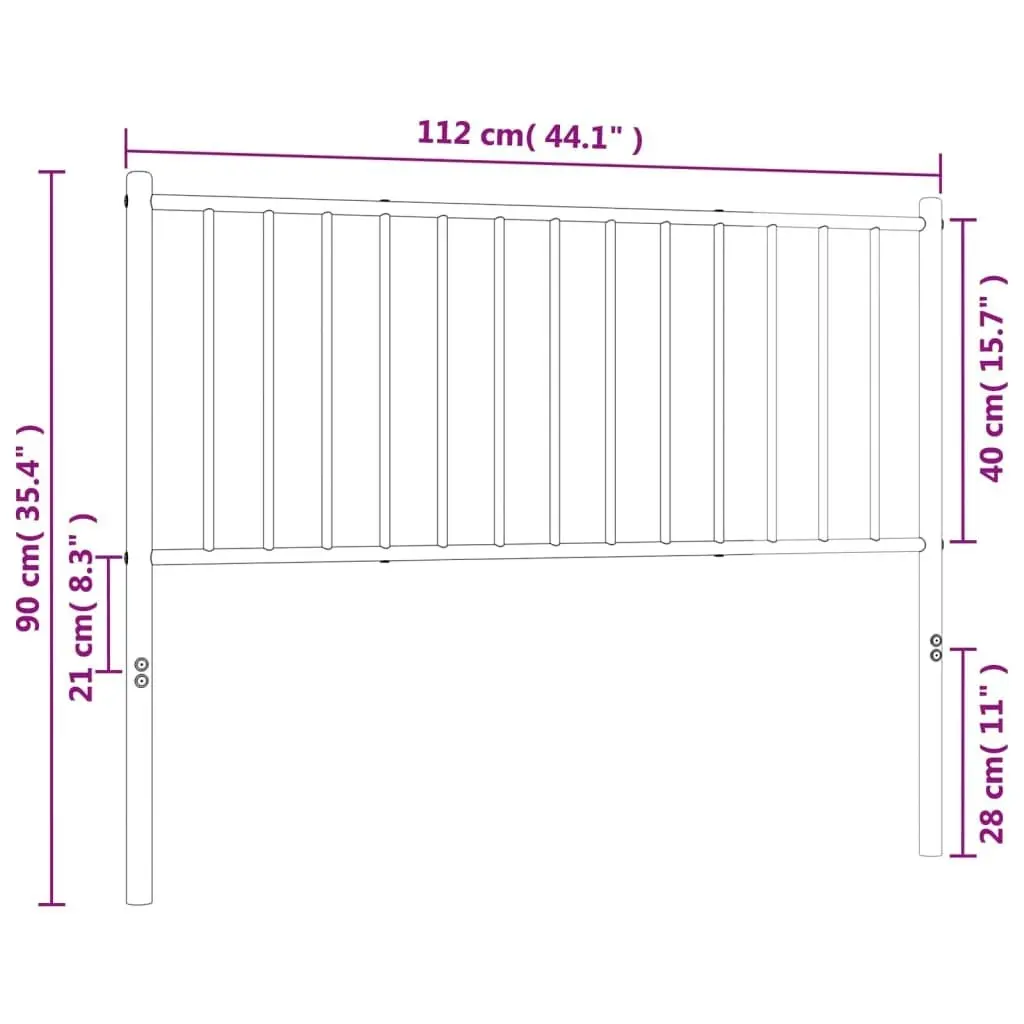 Metal Headboard White 107 cm King Single 350961