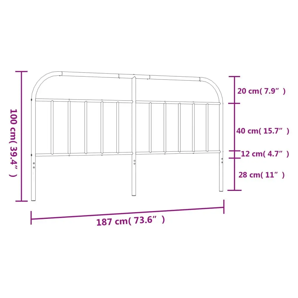 Metal Headboard Black 183 cm 353671