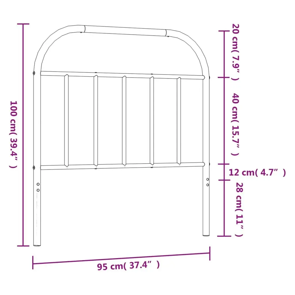 Metal Headboard Black 90 cm 353663