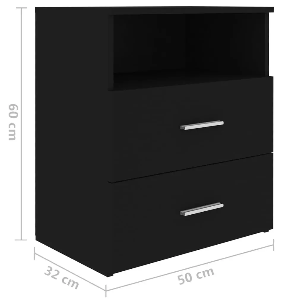 Bed Cabinet Black 50x32x60 cm 803274