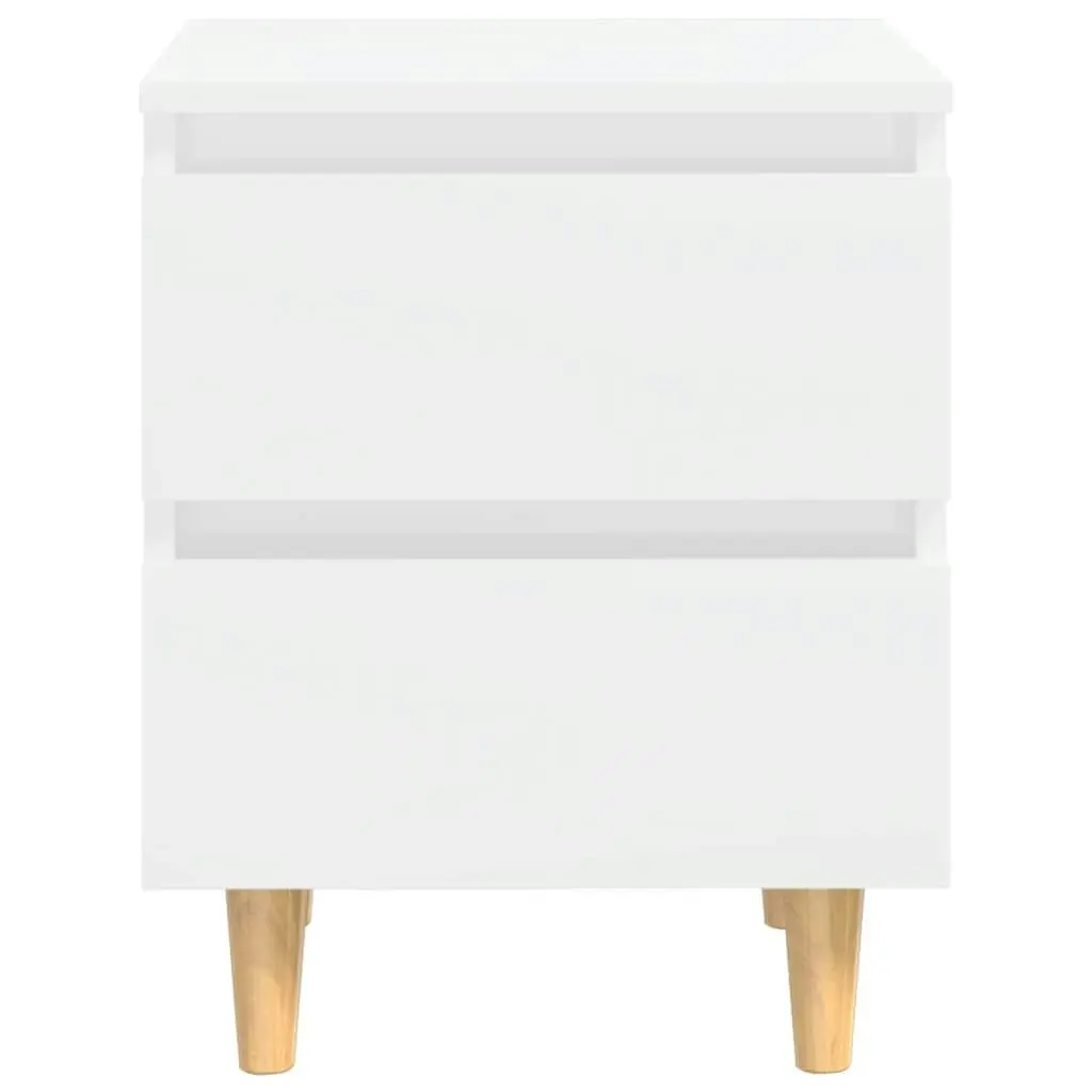 Bed Cabinet & Solid Pinewood Legs High Gloss White 40x35x50 cm 805863