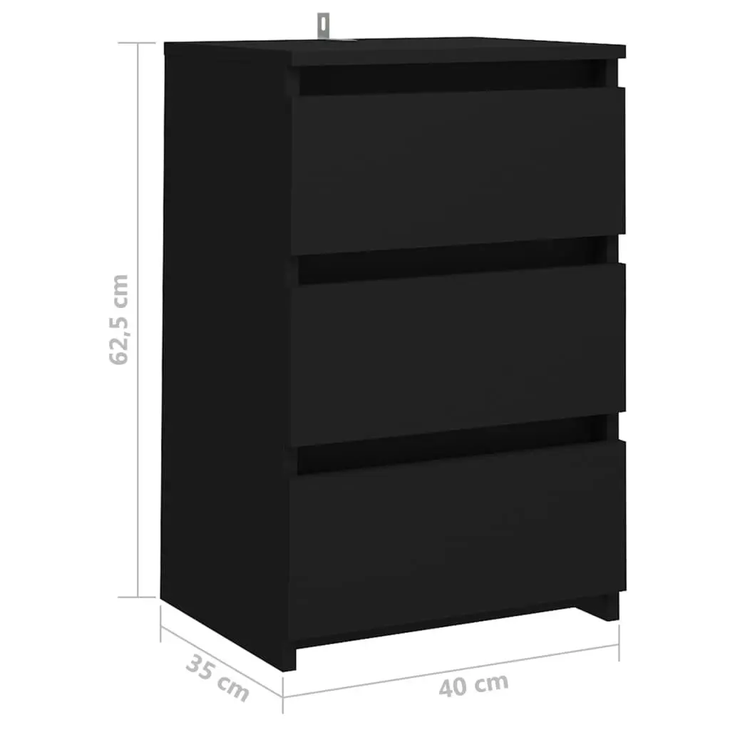 Bed Cabinet Black 40x35x62.5 cm Engineered Wood 806213