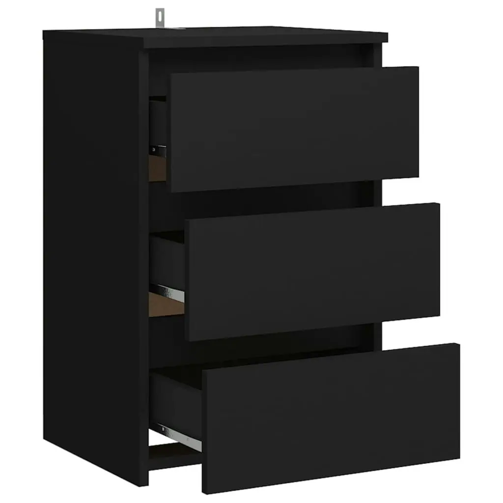 Bed Cabinet Black 40x35x62.5 cm Engineered Wood 806213