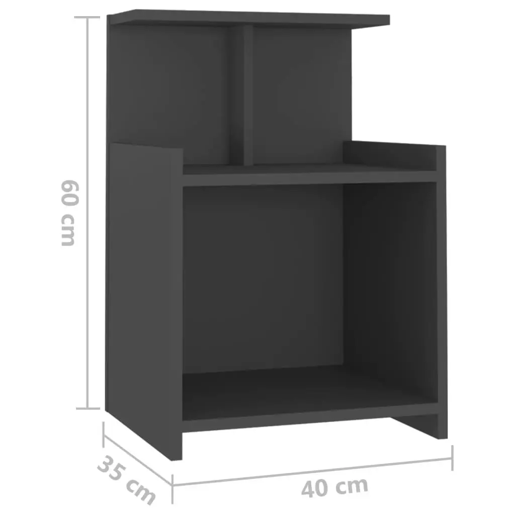 Bed Cabinet Grey 40x35x60 cm Engineered Wood 806179