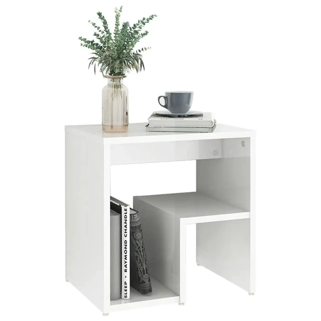 Bed Cabinet High Gloss White 40x30x40 cm Engineered Wood 806340