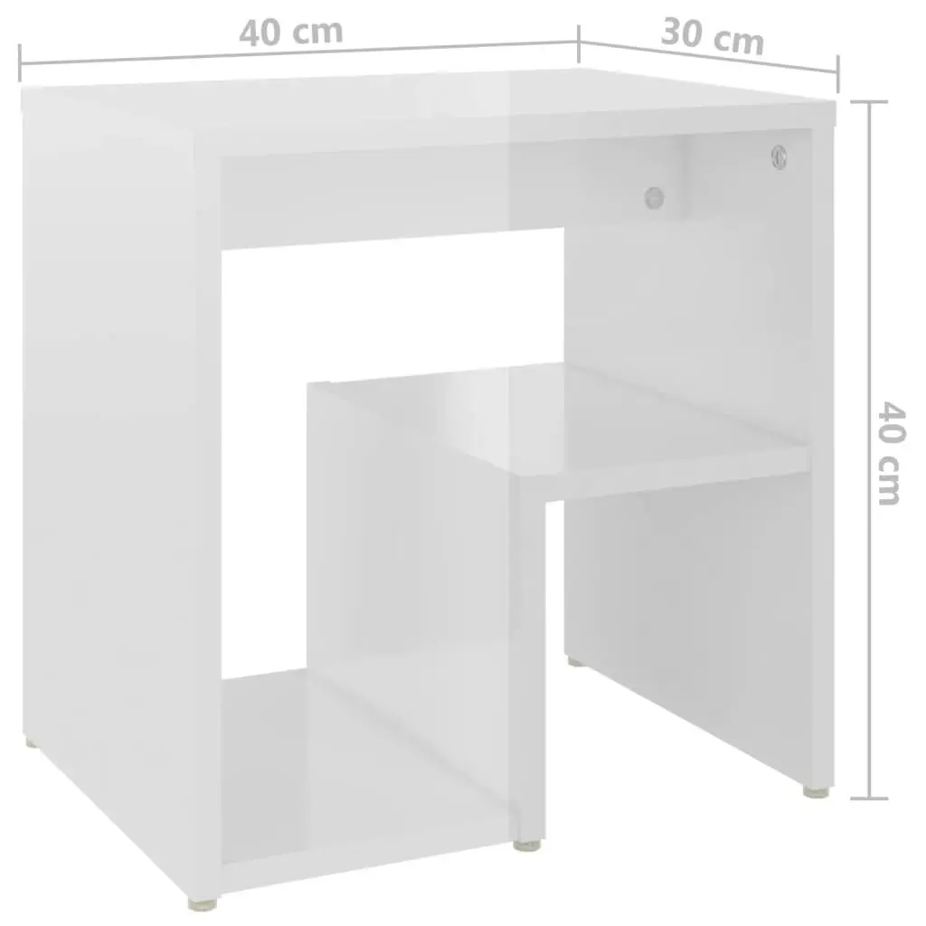 Bed Cabinet High Gloss White 40x30x40 cm Engineered Wood 806340