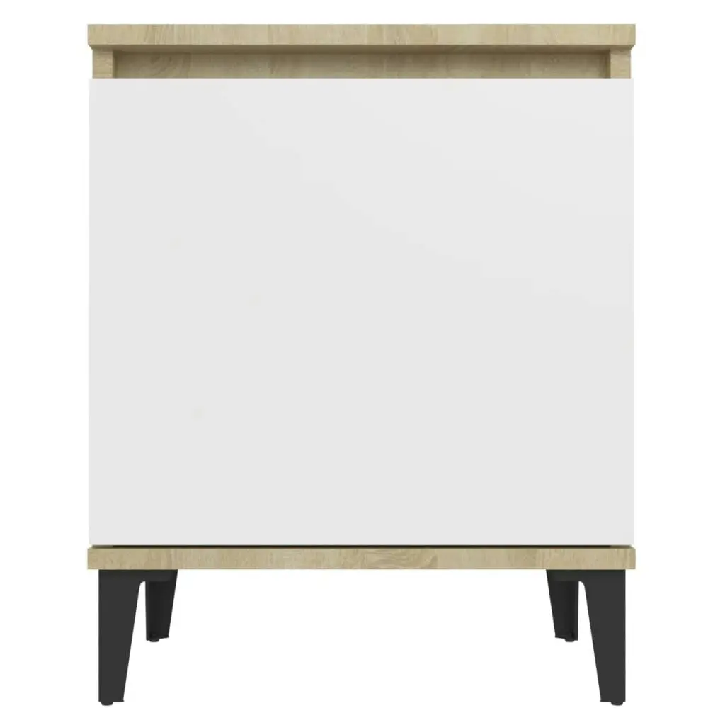 Bed Cabinet Metal Legs Sonoma Oak and White 805844