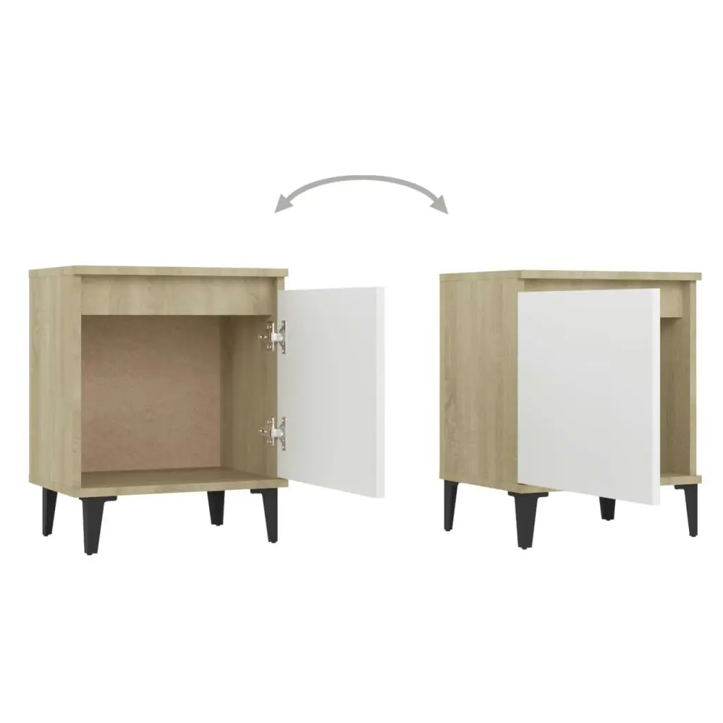 Bed Cabinet Metal Legs Sonoma Oak and White 805844