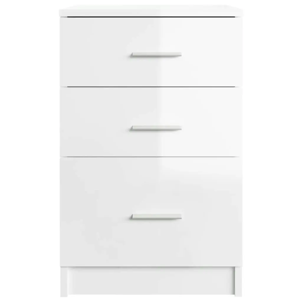 Bed Cabinet High Gloss White 40x40x63 cm Engineered Wood 808645