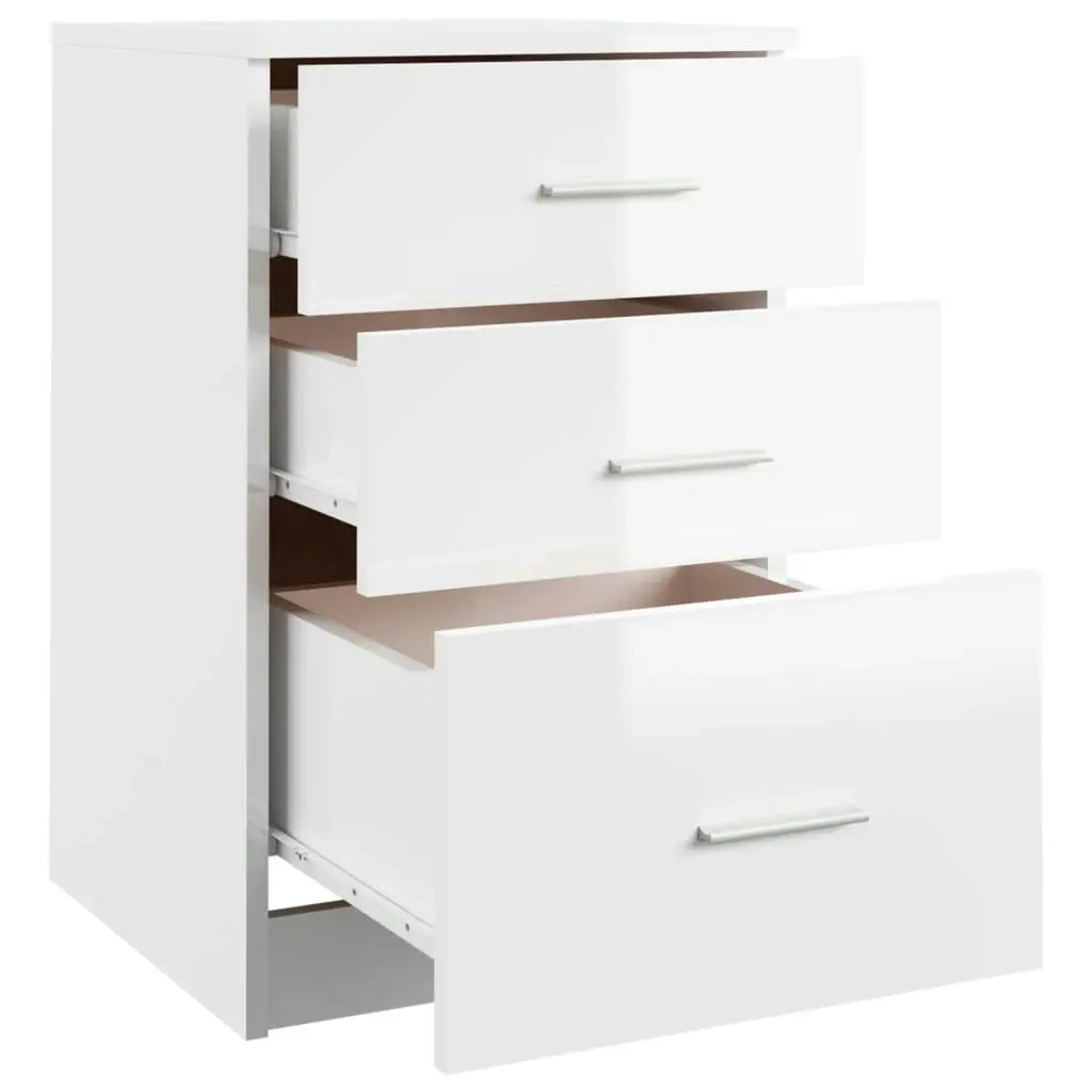 Bed Cabinet High Gloss White 40x40x63 cm Engineered Wood 808645