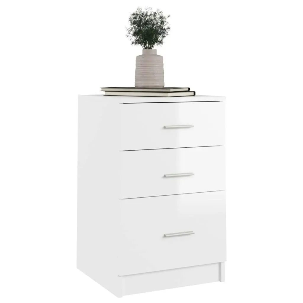 Bed Cabinet High Gloss White 40x40x63 cm Engineered Wood 808645