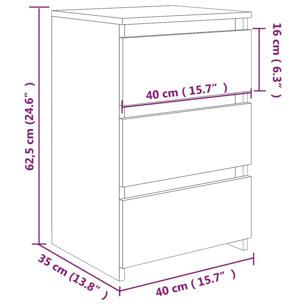 Bed Cabinet Concrete Grey 40x35x62.5 cm Engineered Wood 806219