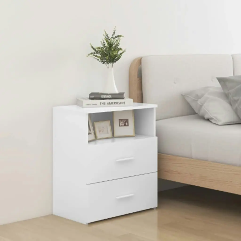 Bed Cabinet White 50x32x60 cm 803272