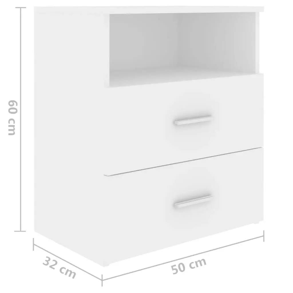 Bed Cabinet White 50x32x60 cm 803272