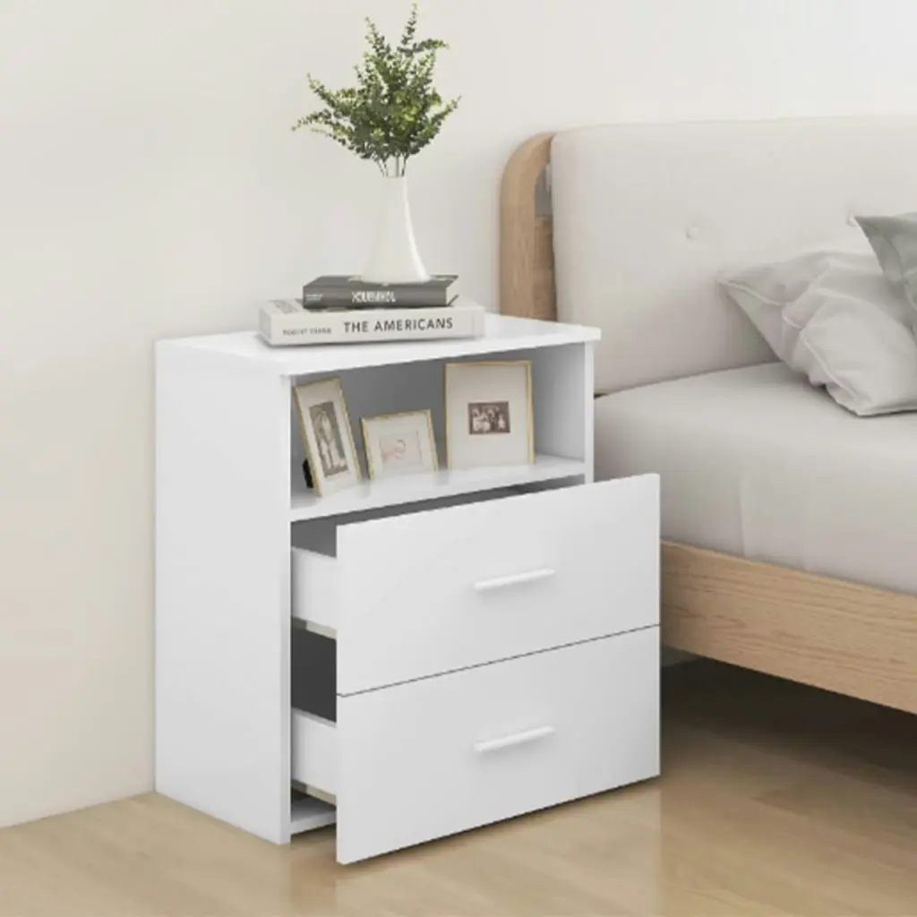 Bed Cabinet White 50x32x60 cm 803272