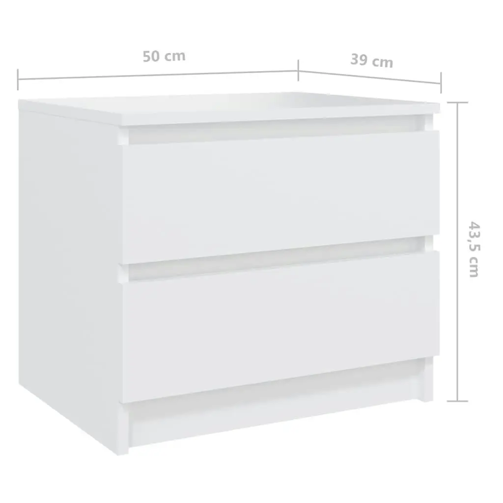 Bed Cabinet White 50x39x43.5 cm Engineered Wood 806193