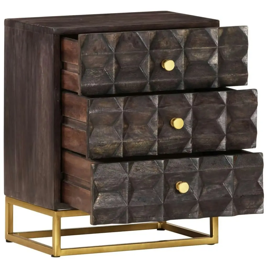 Bed Cabinet Black 40x30x50 cm Solid Mango Wood 320813