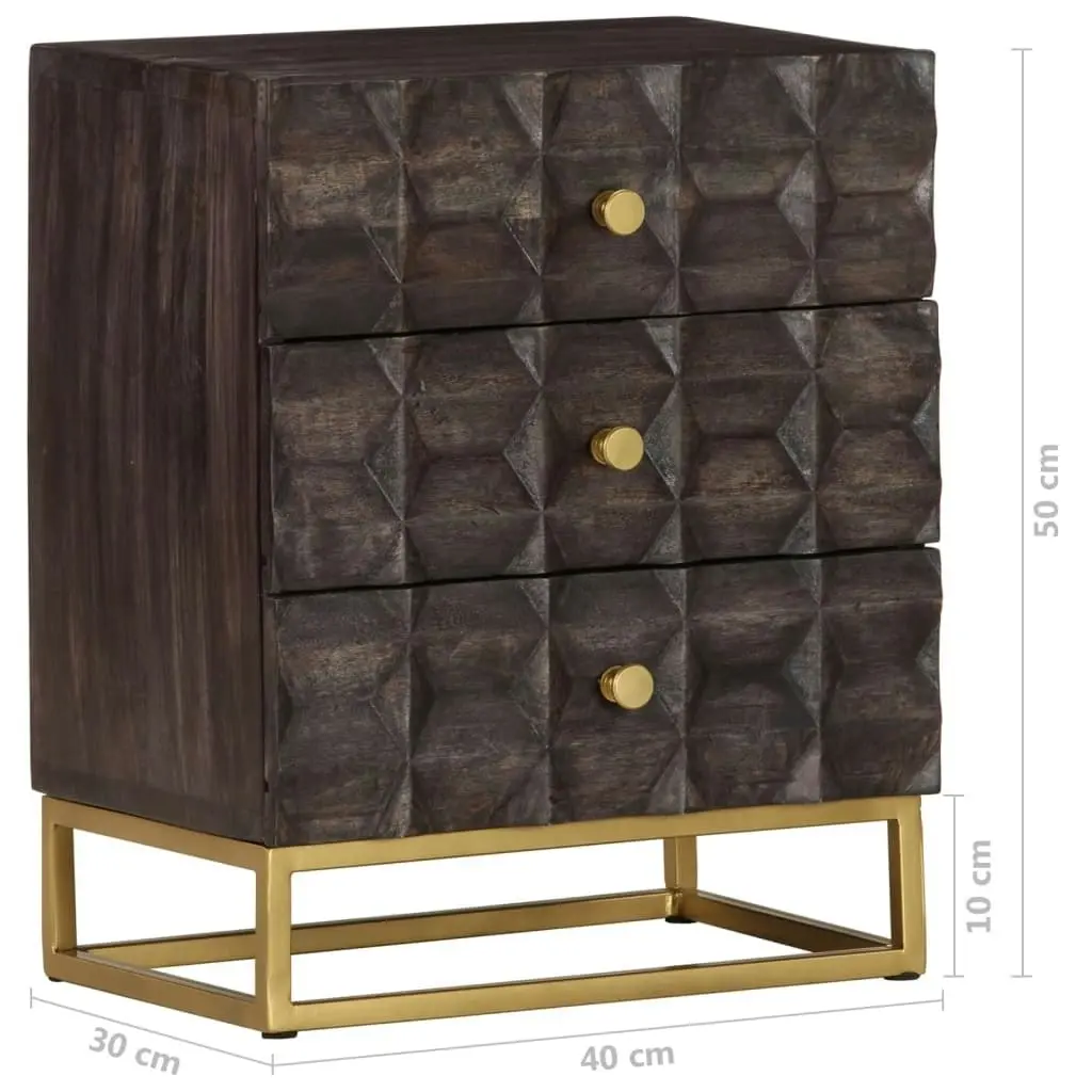 Bed Cabinet Black 40x30x50 cm Solid Mango Wood 320813