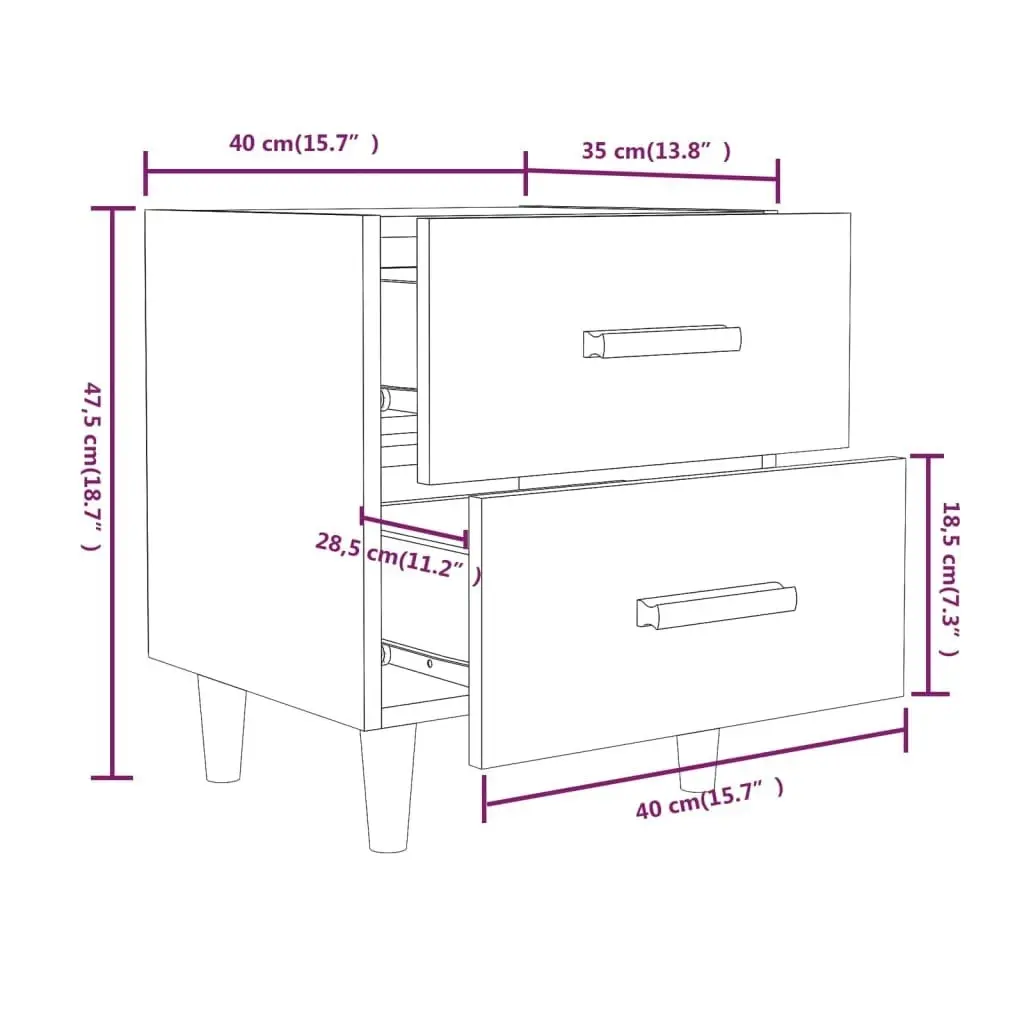 Bed Cabinet Brown Oak 40x35x47.5 cm 817289