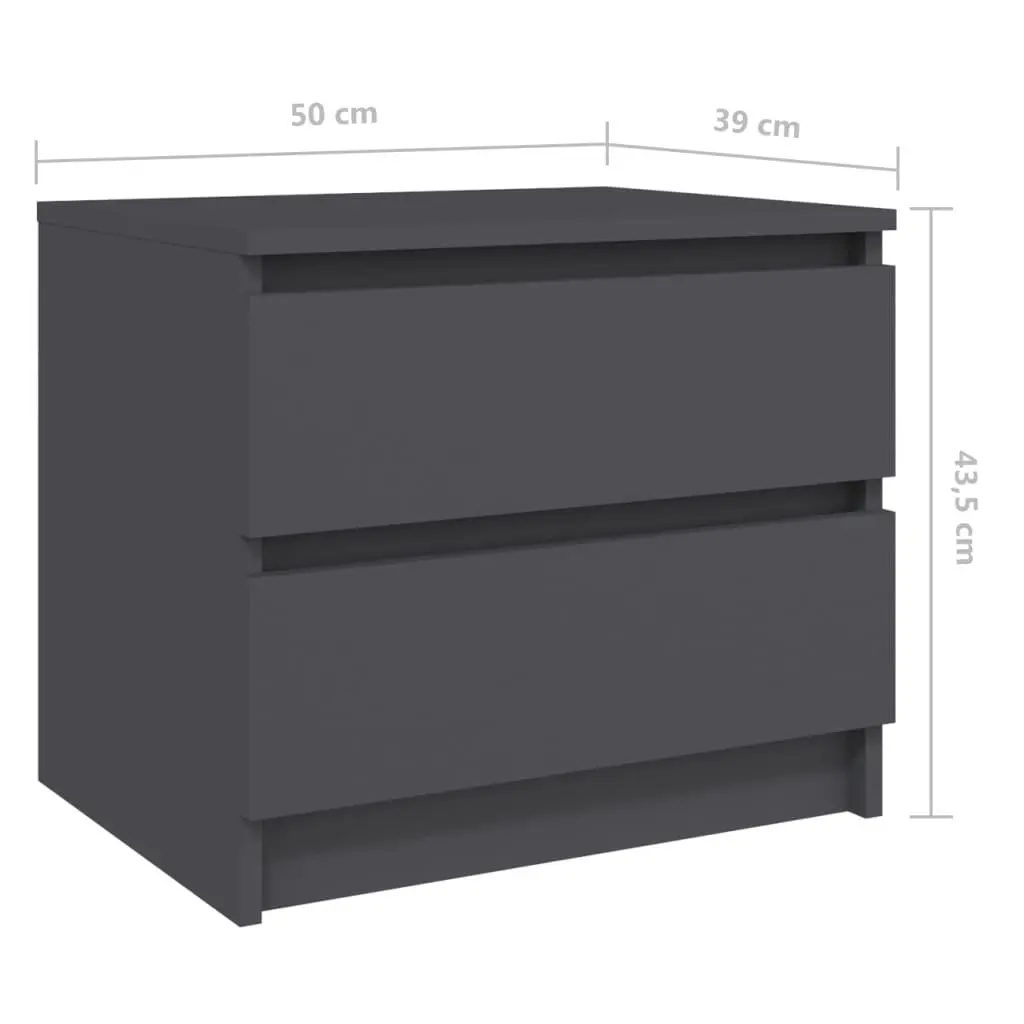 Bed Cabinet Grey 50x39x43.5 cm Engineered Wood 806197