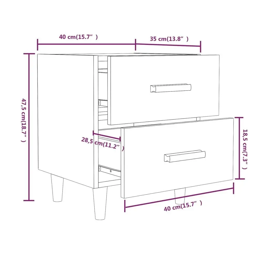 Bed Cabinet Smoked Oak 40x35x47.5 cm 817285