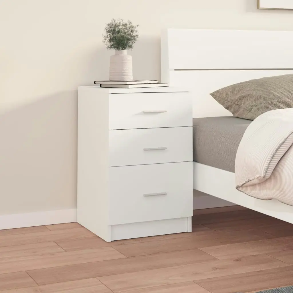 Bed Cabinet White 40x40x63 cm Engineered Wood 808639