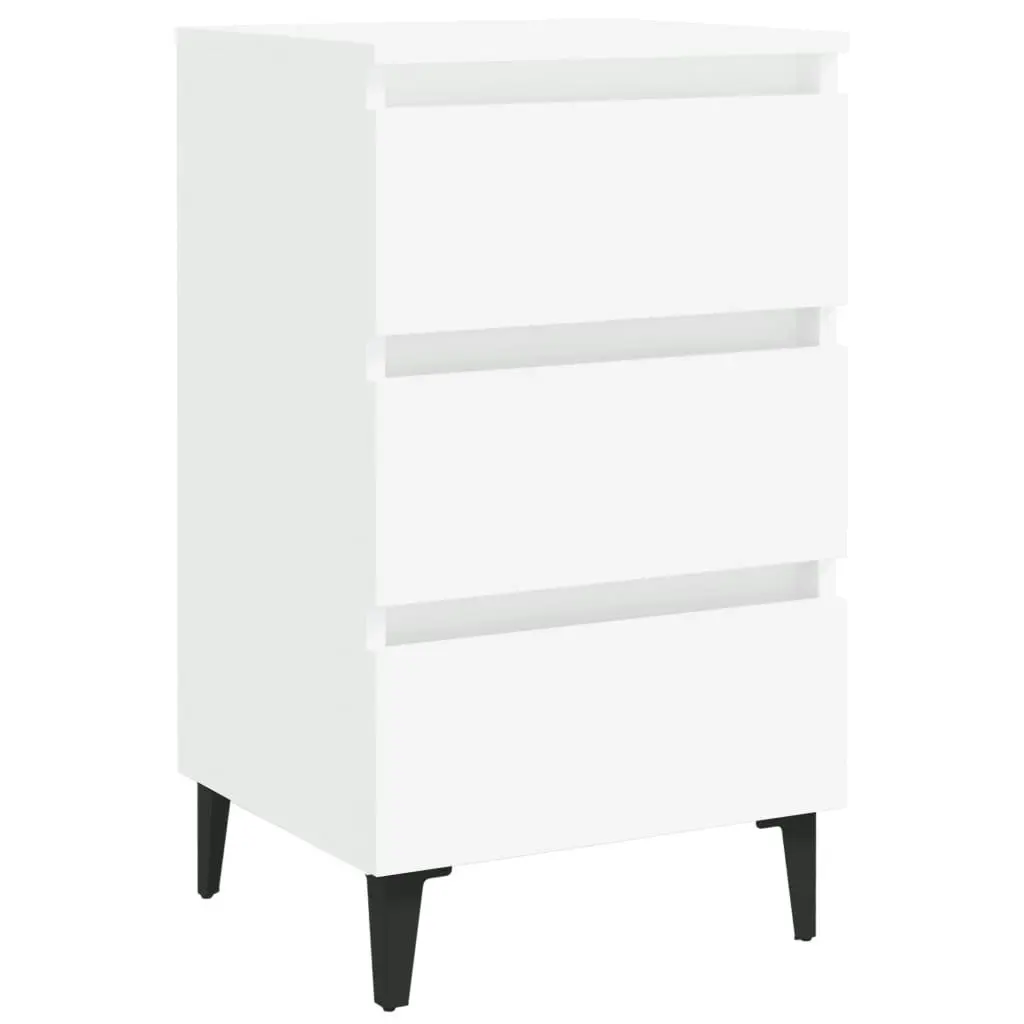 Bed Cabinet with Metal Legs 2 pcs White 40x35x69 cm 805906