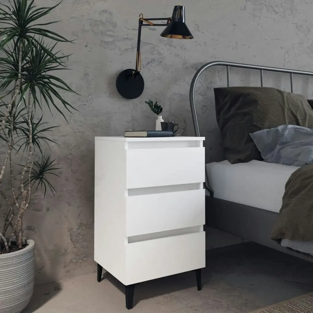 Bed Cabinet with Metal Legs 2 pcs White 40x35x69 cm 805906