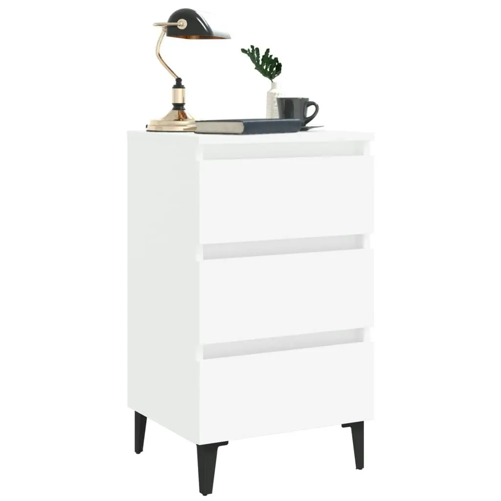 Bed Cabinet with Metal Legs 2 pcs White 40x35x69 cm 805906