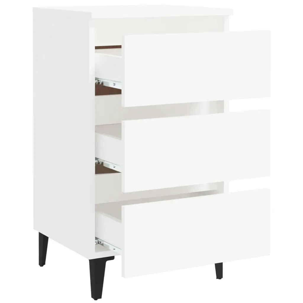 Bed Cabinet with Metal Legs 2 pcs White 40x35x69 cm 805906