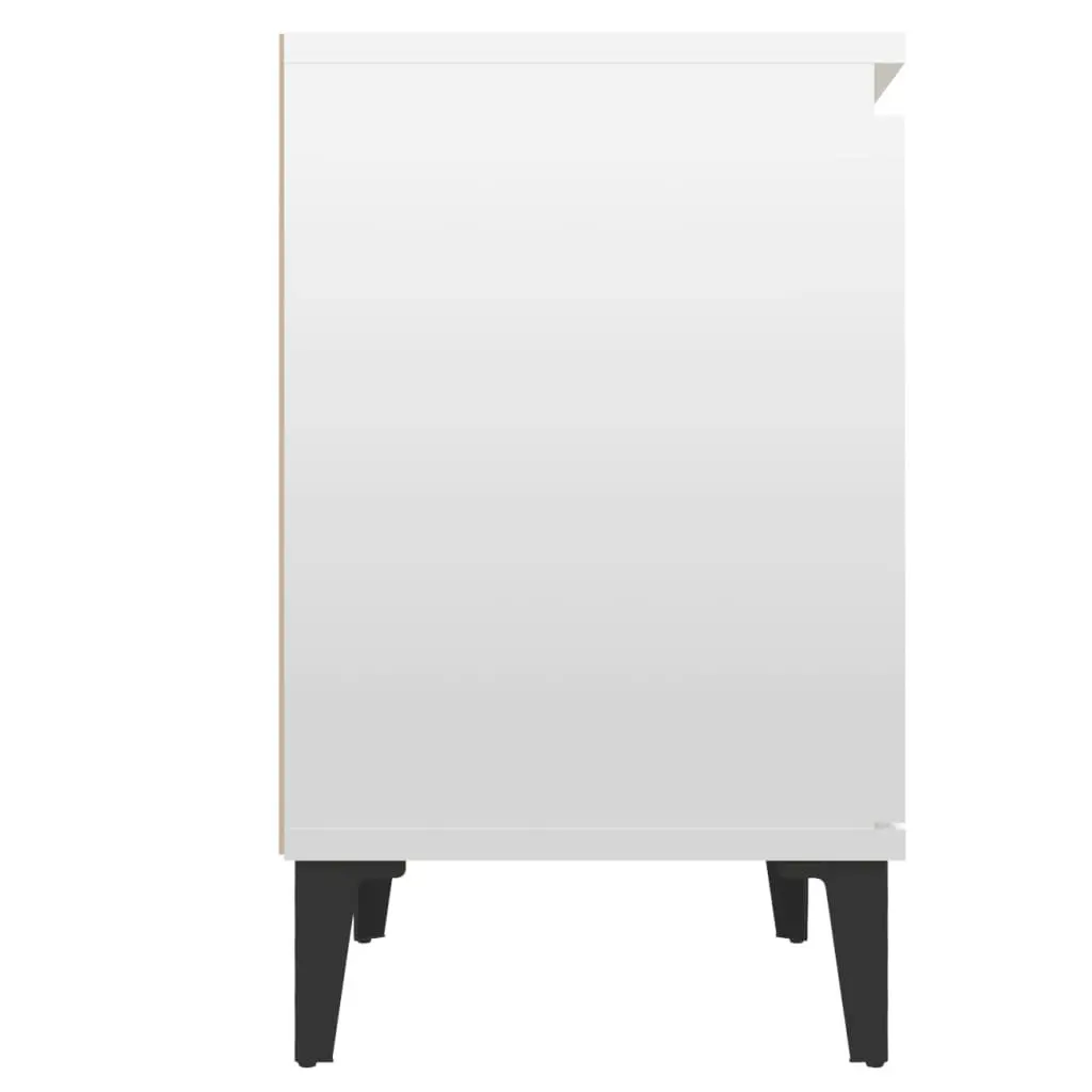 Bed Cabinet with Metal Legs High Gloss White 40x30x50 cm 805845